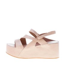 DEL CARLO Mujer Zapatos Teti Nude Charol Sandalia Cuña 6,5 cm Hecho en Italia