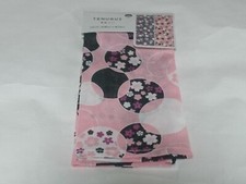 Cotton blend tenugui flower/round pattern pink 90cm x 33cm