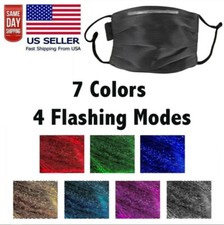LED Face Mask USB Rechargeable 7 Color Fiber Optic Glowing Led Light UP US Ship