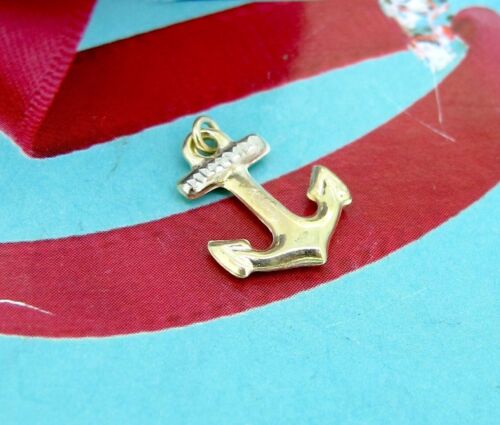 14K Solid Yellow Gold Anchor Charm - image 1