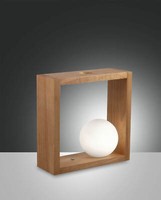 Fabas Luce Led Tischleuchte Kark 300X80Mm 5W Warmweiß Eichenholz Dimmbar
