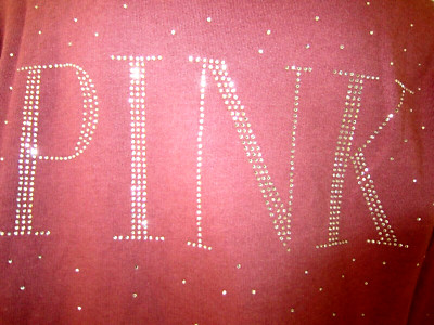BLING Victoria Secret Pink RHINESTONE SHINE LOGO PERFECT SWEAT SHIRT HOODIE L XL