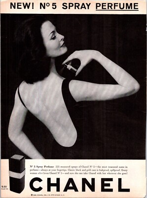 Chanel No 5 Spray Perfume & Cologne 2 Open Back Dresses 1960 Print Ads