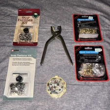 Vintage Scovill Snap Metal Rivet Punch Tool & Snap Fasteners-Rapid Rivets-Lot!