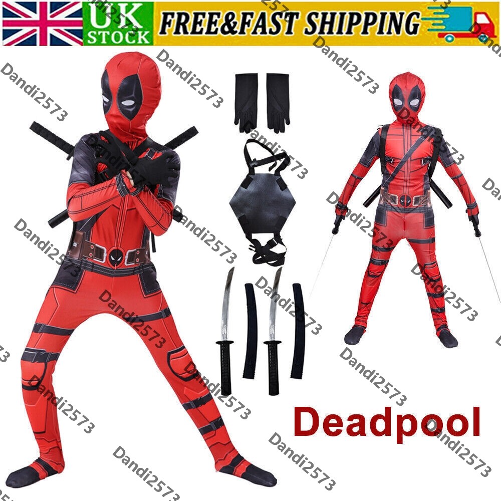 2026⭐Deadpool Costume Cosplay Kids Bodysuit Boys Halloween Fancy