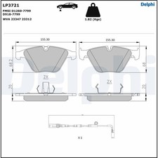 ? DELPHI BREMSBELAGSATZ SCHEIBENBREMSE VORNE 34112339269 NEU DE STOCK