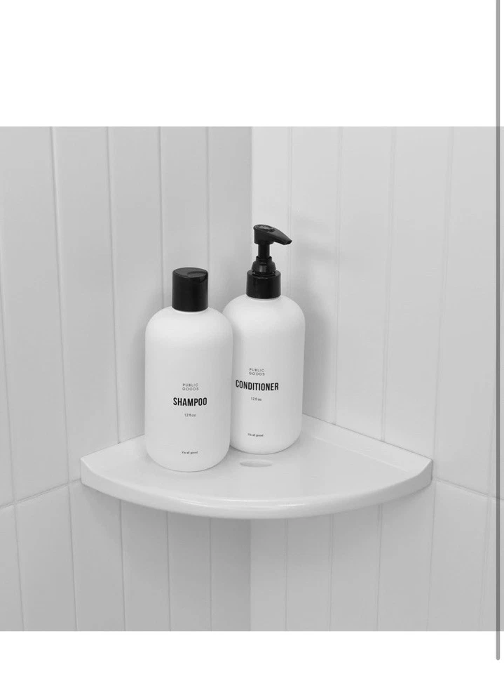 Prateleira de chuveiro Questech 8" canto, organizador de chuveiro retrofit para paredes de azulejos, branco - Imagem 2 de 4