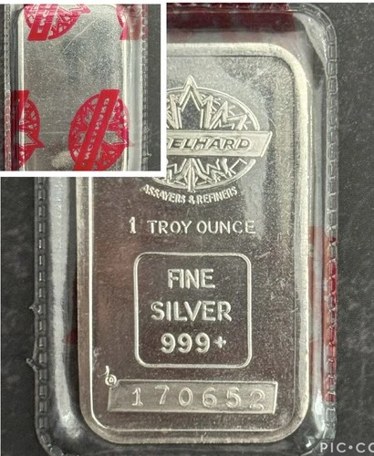 Vintage Engelhard Red Seal Canada Maple Leaf Logo 1 Oz .999 Fine Silver Bar Mint