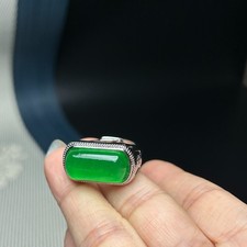 Real Natural inlay Ice Green Burmese Jade Jadeite Amulet Rings