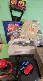 Nintendo NES Console Bundle Zelda Gold Game Genie Controllers Games Tested!!! 