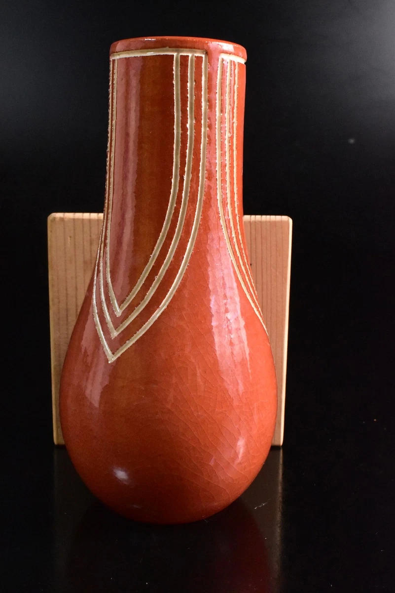 陶瓷橙色日本古董花瓶| eBay