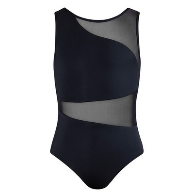Energetiks Black with Mesh Panels Leotard for Ballet Dance 