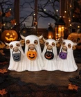 Ghost Highland Cow Trick-or-Treat Figurine Set – Halloween Décor