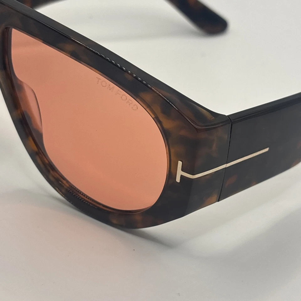 Gafas de sol Tom Ford FT 1044 Bronson 52S brillantes oscuras lentes naranja habana 60 mm nuevas Foto 4 de 4