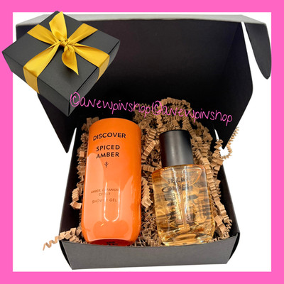 M&S Men Spiced Amber EDT Aftershave & Duschgel Geschenkset Box Markierungen