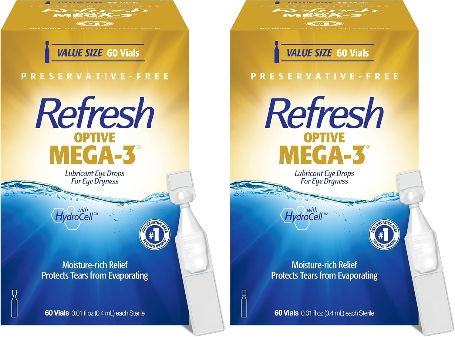 Refresh Optive MEGA-3 Eye Drops, Preservative-Free, 60 Vials