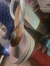 Sliver Rhinestone Platform Wedges