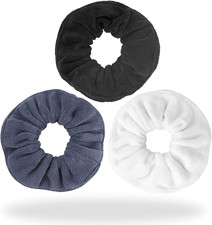 Hair Drying Scrunchies Microfiber Terry Cloth Hair Ties 3 Pack Frizz Free Bands