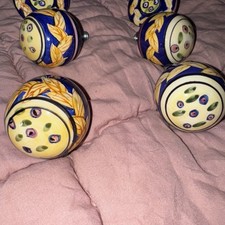Ceramic Round Knobs Drawer Kitchen Cupboard 4 Pulls Plus 2 Flat Match Grannycore