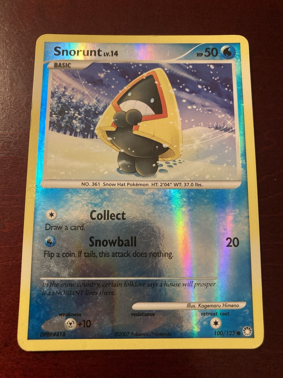 Snorunt 100/123 Diamond & Pearl Mysterious Treasures Reverse Holo Pokemon Card