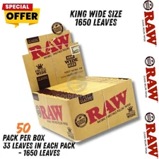 RAW Classic King Size Wide Rolling Papers - 50 Pack Box ( 33 Leaves Each )