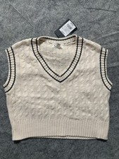 Art Class NWT Girls Small 6/7 Sleeveless Knit Vest Shirt Cream 0248