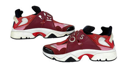 Kenzo Paris Women Auth Sonic Trainers Leather Sneakers 8 US 38 EU Pink Red Shoes