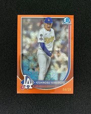2025 Topps Bowman Chrome Yoshinobu Yamamoto 4/25 Orange Mojo #76 Dodgers QI95