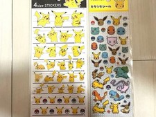 Pokemon Pikachu 4-Size Stickers and Glitter Stickers Set of 2 Sheets Used
