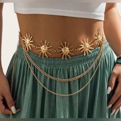 Celestial Sun Multi Layer Chain Statement Belt Metal Waist  display picture 2