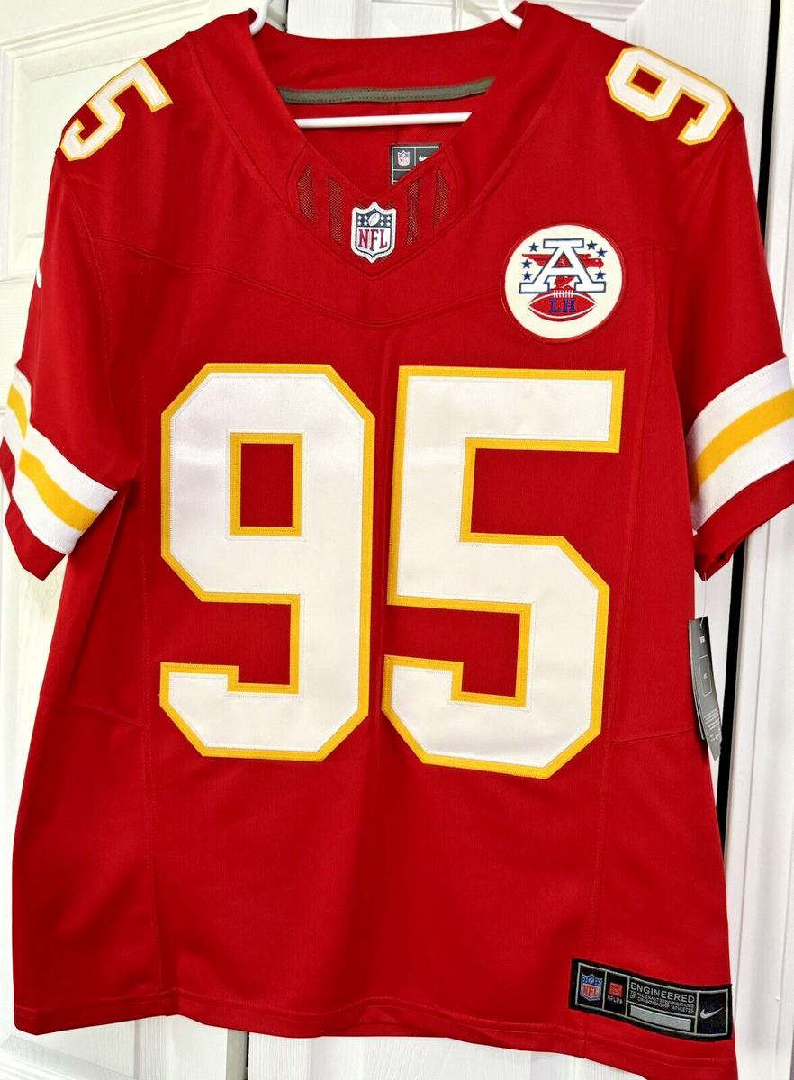 Medium Chris Jones #95 Vapor FUSE Jersey Red Elite Quality Kansas