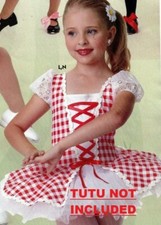 Dance Costume Farmer's Daughter Tap Ballet Red Check Country Milk Maid NWT