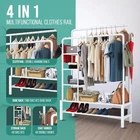 120KG Heavy Duty Clothes Rail Garment Shoe Rack 2Hanging Rods 4 Storage Shelves