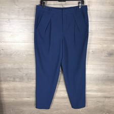 Nine West Women Size 10/30 Pleated Ankle Dress Pants Blue 27" Inseam High Waist