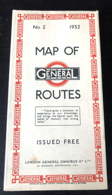 Original Taschenkarte - Karte der allgemeinen Omnibusstrecken Nr. 5 1932 - Buslinienplan
