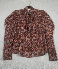 ULLA JOHNSON 100% Silk Ada Puff Sleeve Blouse Sz 10 ASO Hope Logan/Annika Noelle