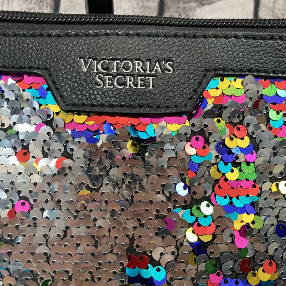 Bolso sin asas Victorias Secret lentejuelas maquillaje multicolor mini cartera mediana Foto 2 de 4