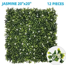 12pcs 20"x20" Artificial Jasmine Mat Wall Hedge Decor Privacy Fence Panel Grass
