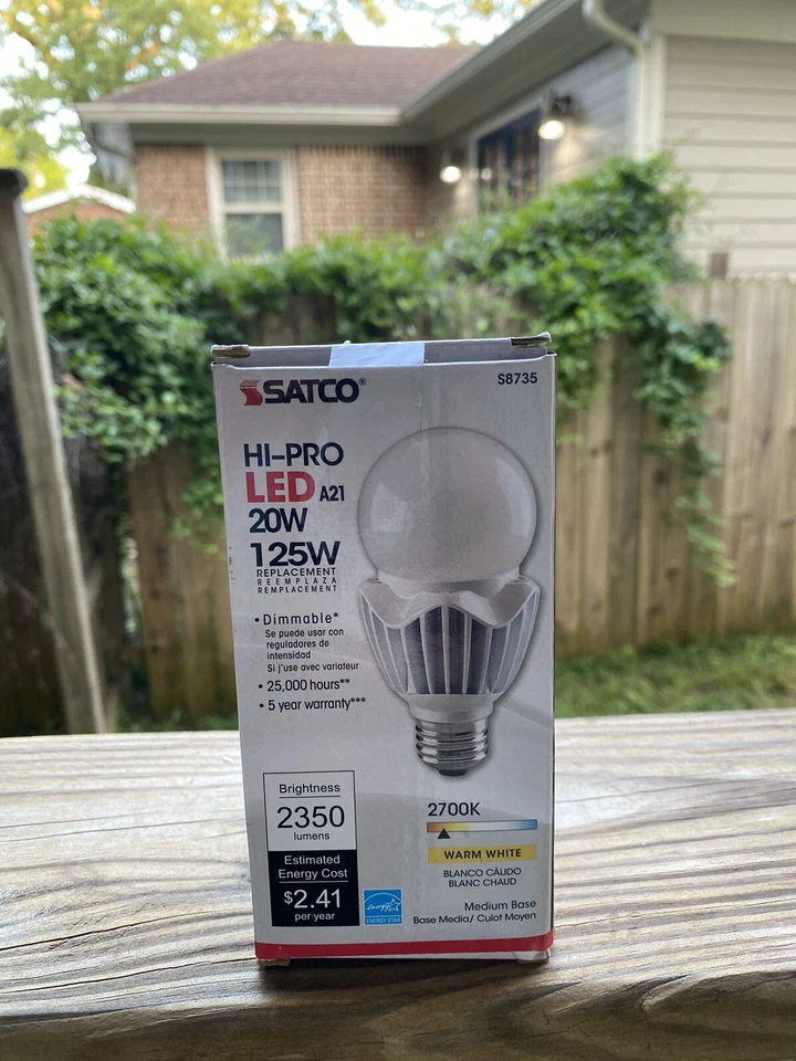 Satco S8735 A21 LED Bulb 2700K 120V 20W Dimmable Medium E26 Base HID Replacement - Image 2 of 4