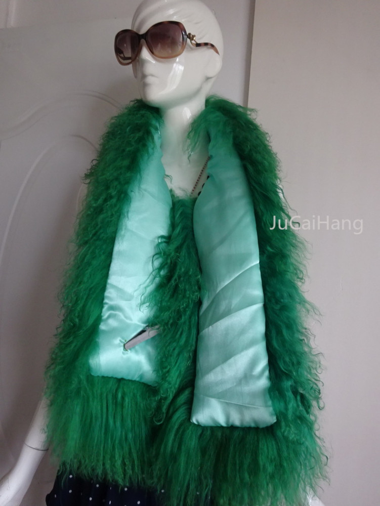 Women's Mongolian Sheep Fur Scarf Long Fur Collar Wool Fur Shawl  -Customize