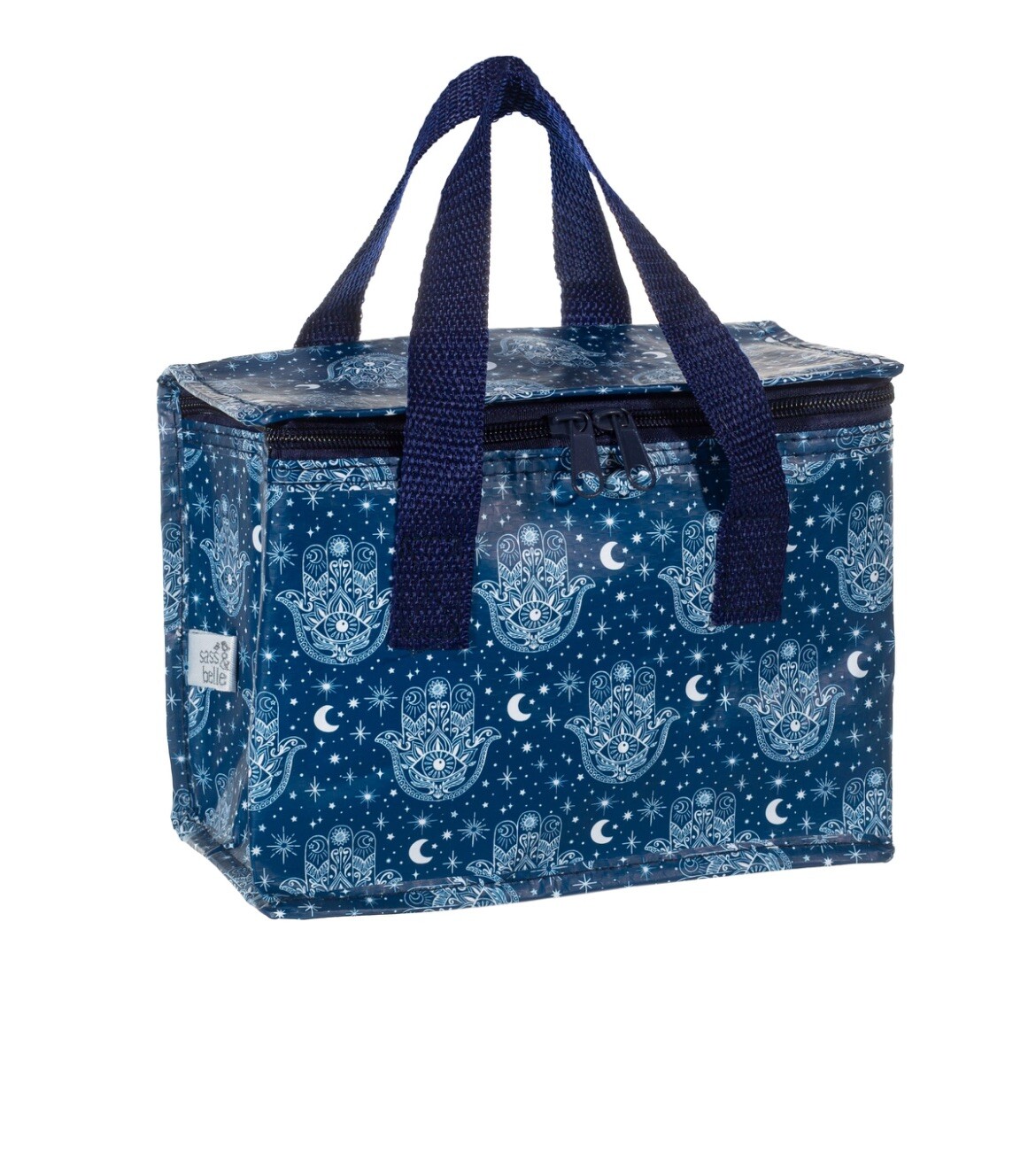 Sass & Belle Hamsa Hand Print Lunch Bag Blue Moon & Star Design Insulated