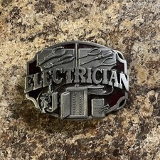 ELECTRICIAN BELT BUCKLE BUCKLES SOLID PEWTER Siskiyou 1980s