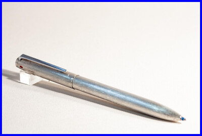 1970s MONTBLANC Pix-O-MAT SILVRÉ brushed round shape ballpoint pen
