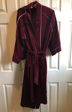 MENS BATHROBE by PIERRE CARDIN Dark Red Maroon VINTAGE Velour Nylon Blend OneSz