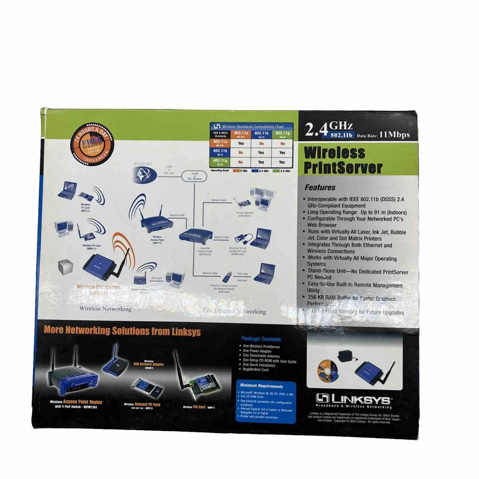 Cisco Linksys Wireless Print Server WPS11 Ver. 3. New - Image 2 of 2