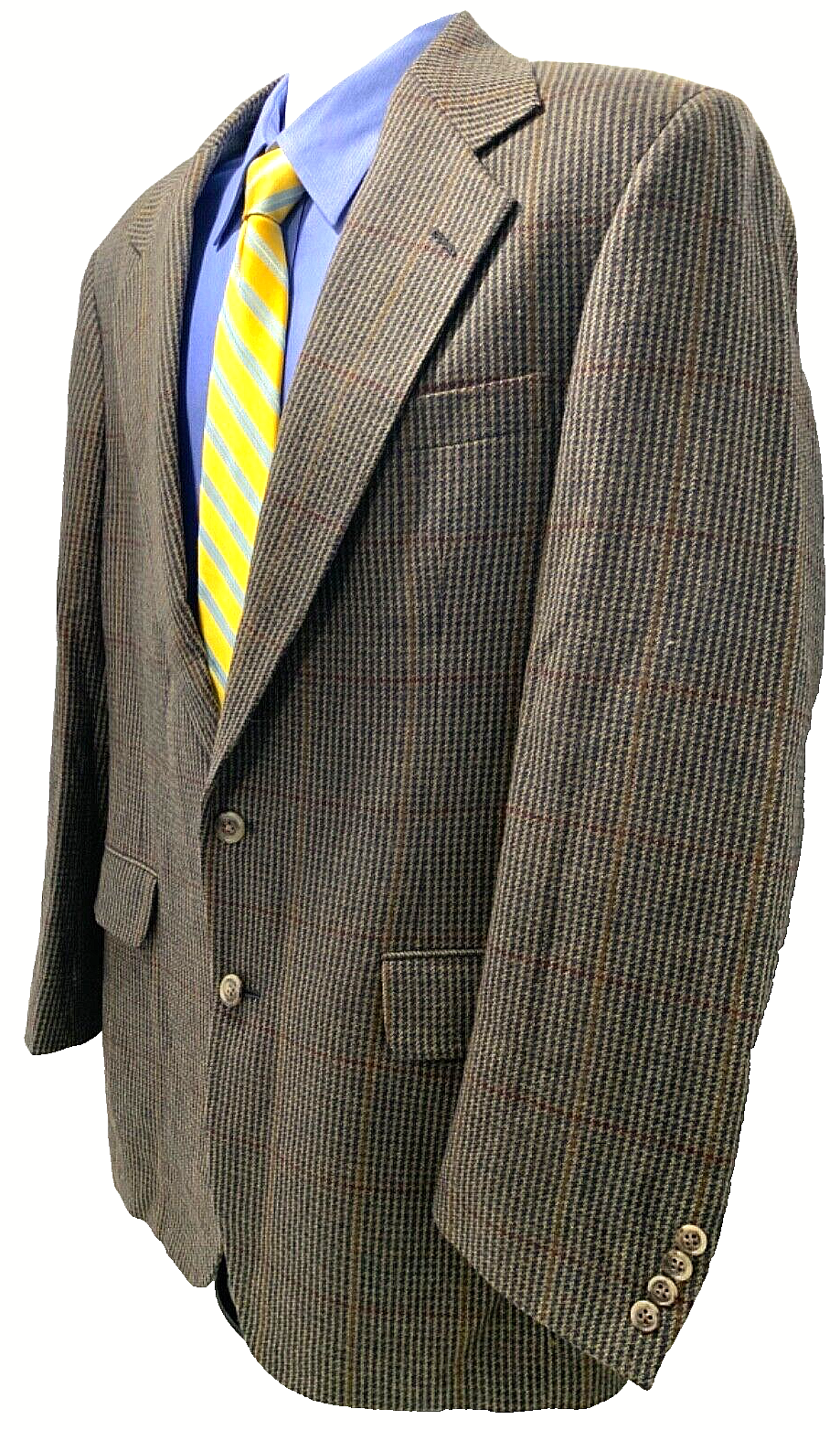 ING LORO PIANA Italy Camel Hair Houndstooth Sport Coat Blazer Brown Blue 41L