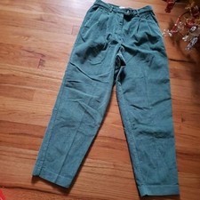 Talbots Petite Vintage Corduroy Pant Sz 6 Petite Womens Green Pleated Straight