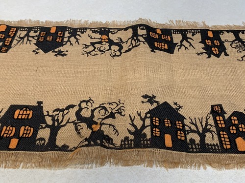 Cynthia Rowley Halloween Rustic Jute Burlap Table Runner 90” NWT - Picture 3 of 8
