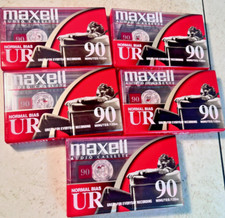 Lot 5 New Sealed Maxell UR90 90 Minute Blank Audio Cassette Tape Normal Bias