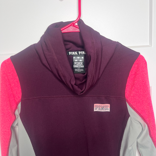 Victoria's Secret Pink Small Tri-Color Sweatshirt with Finger Holes -Neck Gaiter - Picture 2 of 8